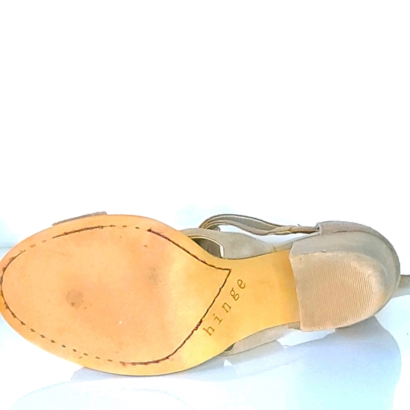 💌 Seude Ankle Strap Tan Sandal Block Heels - Picture 6 of 6